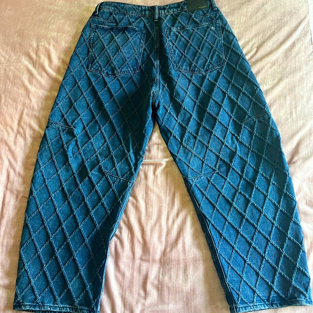 RAG&BONE Charlie Quilted Barrel High Rise Jeans - Picture 7 of 12